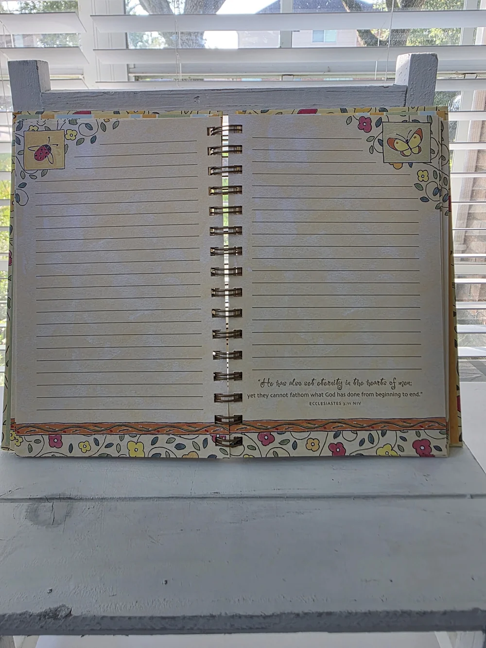 DaySpring Floral Spiral Journal with Butterfly & Ladybug Motifs - Yellow